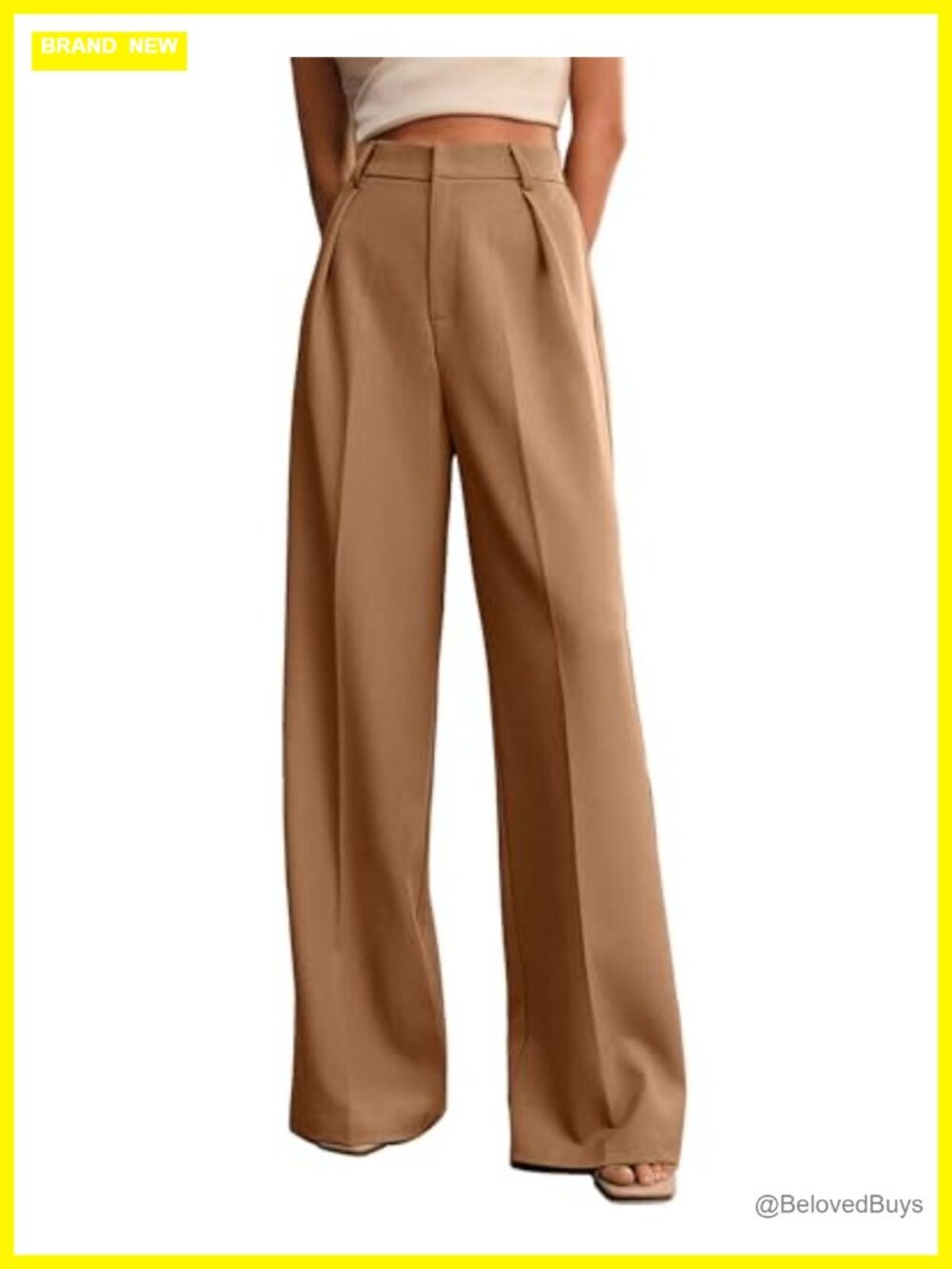 Wide Leg Dress Pants High Waist Pleated Trousers with Pockets